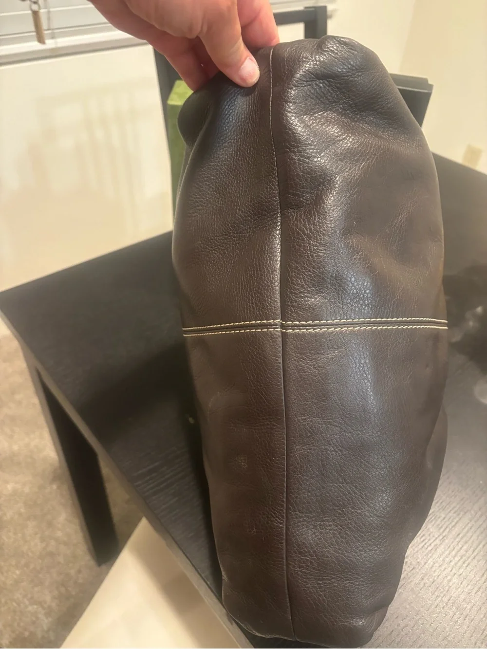 Dooney & Bourke Dark Brown Pebbled Leather Hobo with Gold Hardware